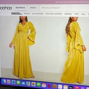 Boohoo yellow colored 70s maxi dress
